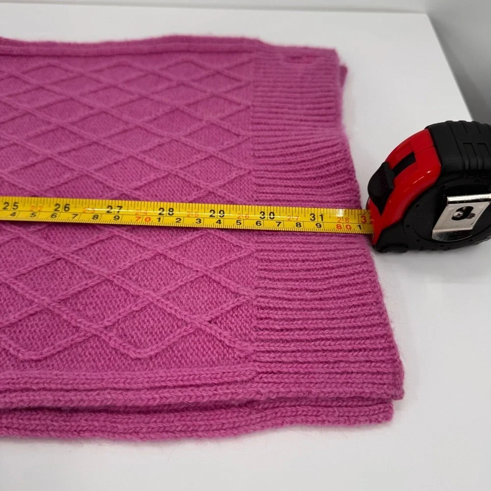 Lauren Ralph Lauren LRL Pink Lambs Wool Rabbit Hair Knit Scarf Cable Diamond‎
